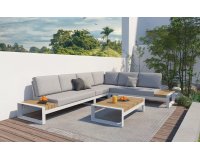 Modułowy narożnik ogrodowy aluminiowy biały teak MATISSE 4SO