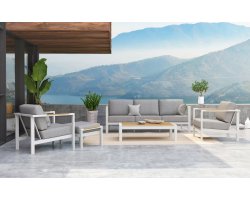 Biały zestaw wypoczynkowy aluminiowy nowoczesny GINGER 4so