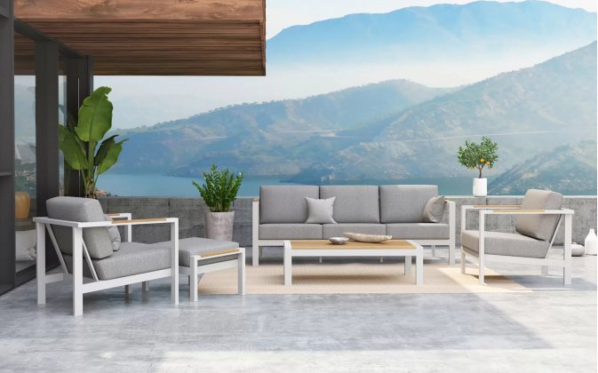 Biały zestaw wypoczynkowy aluminiowy nowoczesny GINGER 4so