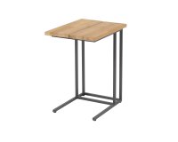 Stolik kawowy ogrodowy boczny SOLIDO grafitowy z blatem teak