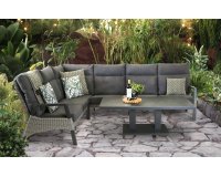 Narożnik ogrodowy szary aluminiowy z technorattanem TREVISO z wysokimi oparciami