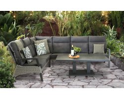 Narożnik ogrodowy szary aluminiowy z technorattanem TREVISO z wysokimi oparciami