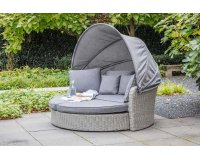 Sofa łóżko ogrodowe okragłe ogrodowe z technorattanu z daszkiem ZONNE