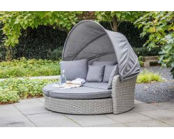 Sofa łóżko ogrodowe okragłe ogrodowe z technorattanu z daszkiem ZONNE