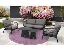 Zestaw ogrodowy ZAVI Lesli Living — sofa 2‑osobowa i 2 fotele, lina szara