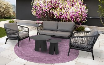 Zestaw ogrodowy ZAVI Lesli Living — sofa 2‑osobowa i 2 fotele, lina szara