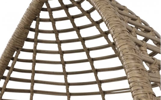 Beżowy fotel typu kokon z technorattanu z poduszkami RELAX