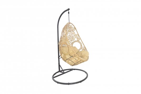 Huśtawka kokon na stelażu z motywem kwiatowym FLOWER