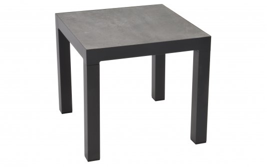 DOWN TOWN / OHIO Stolik boczny ogrodowy, aluminium szare, blat ceramiczny 50x50 cm – LesliLiving