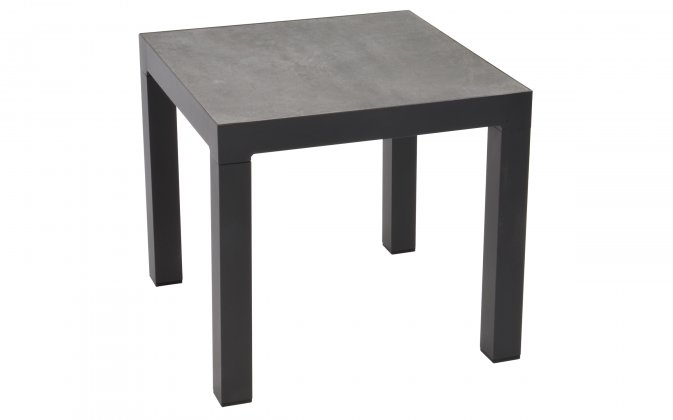 DOWN TOWN / OHIO Stolik boczny ogrodowy, aluminium szare, blat ceramiczny 50x50 cm – LesliLiving