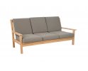 Sofa 3-osobowa z drewna teak z bezowymi poduszkami LOUNG