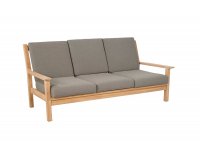 Sofa 3-osobowa z drewna teak z bezowymi poduszkami LOUNG