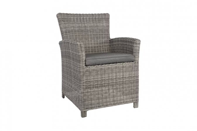 Szare krzesło ogrodowe z technorattanu stołowe TROPEZ 