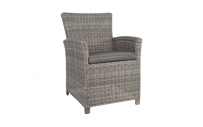 Szare krzesło ogrodowe z technorattanu stołowe TROPEZ 