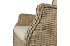 Beżowy wysoki fotel ogrodowy z technorattanu na taras WINE