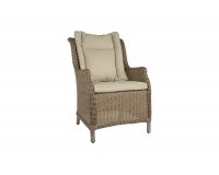 Beżowy wysoki fotel ogrodowy z technorattanu na taras WINE