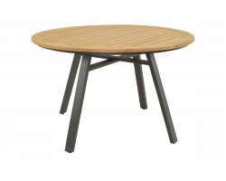 Stół ogrodowy okrągły podstawa aluminiowa blat TEAK MONZA 120 cm 