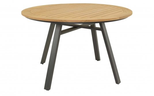 Stół ogrodowy okrągły podstawa aluminiowa blat TEAK MONZA 120 cm 