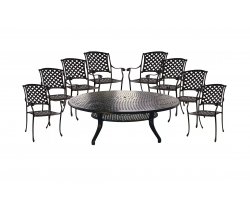 Aluminiowy zestaw stołowy czarny odlewany klasyczne ogrodowe KINGS Oval