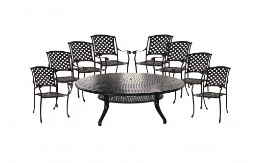 Aluminiowy zestaw stołowy czarny odlewany klasyczne ogrodowe KINGS Oval