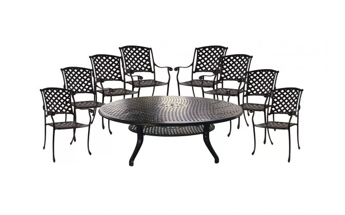 Aluminiowy zestaw stołowy czarny odlewany klasyczne ogrodowe KINGS Oval