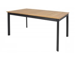 Aluminiowy stół ogrodowy rozkładany z podstawą w kolorze grafitowym i blatem teak MONZA 152-210 cm