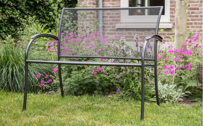 Szara łąwka stalowa ogrodowa metalowa NORDIC