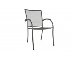 Krzesło stalowe szare ogrodowe podłokietniki NORDIC
