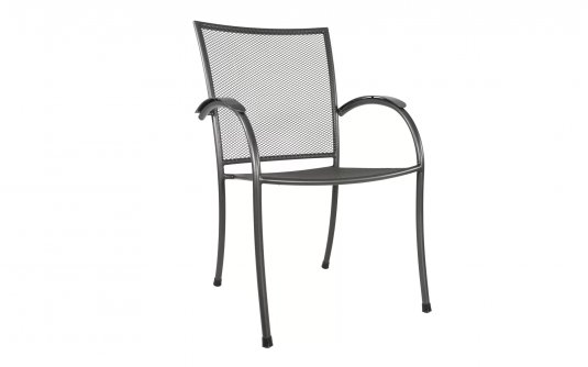 Krzesło stalowe szare ogrodowe podłokietniki NORDIC