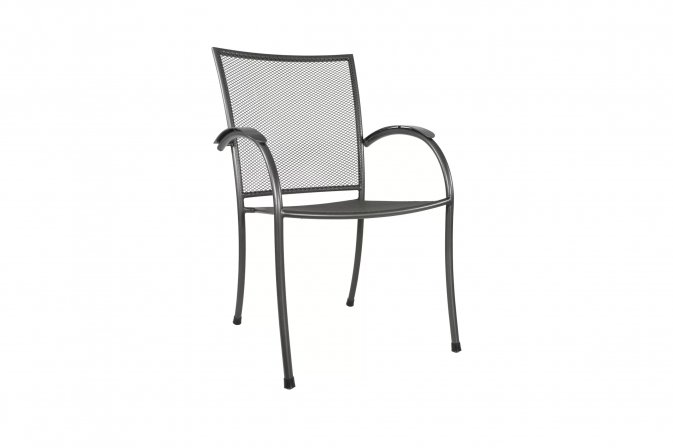 Krzesło stalowe szare ogrodowe podłokietniki NORDIC