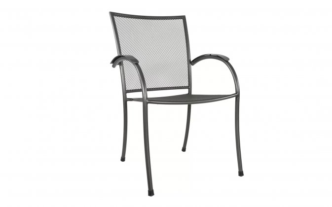 Krzesło stalowe szare ogrodowe podłokietniki NORDIC