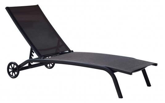 Czarny leżak z kółkami ogrodowy aluminiowy tekstylina RUOTE Czarny leżak z kółkami ogrodowy aluminiowy tekstylina RUOTE