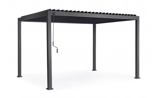 Ciemnoszary Pawlion z zamykanym dachem lamelowym 3x4 m OCEAN bizzotto