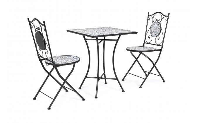 Komplet balkonowo lub do kawiarni dla 2 osób metaloplastyka ozdobna ceramika ERICE bizzotto