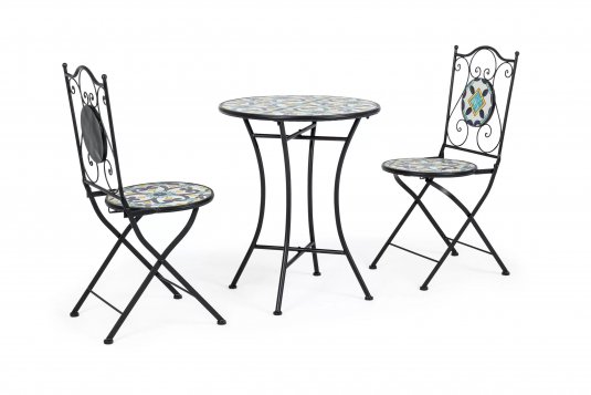 Komplet na balkon lub do kawiarni dla 2 osób metaloplastyka ozdobna ceramika POSITANO bizzotto