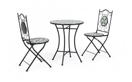Komplet na balkon lub do kawiarni dla 2 osób metaloplastyka ozdobna ceramika POSITANO bizzotto Komplet na balkon lub do kawiarni dla 2 osób metaloplastyka ozdobna ceramika POSITANO bizzotto