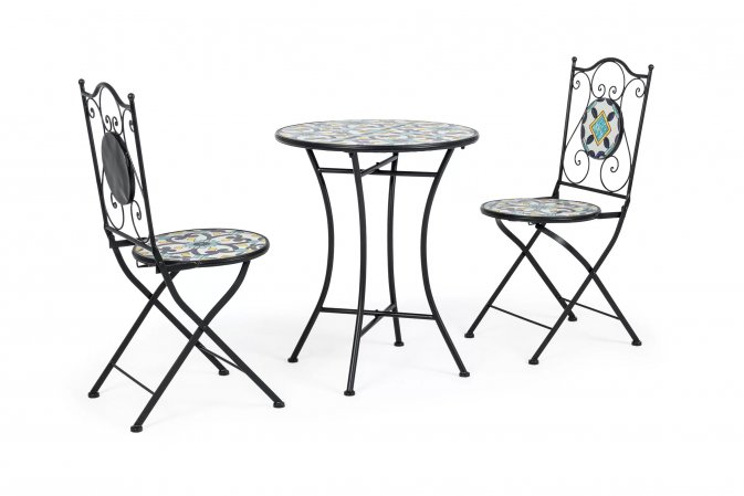 Komplet na balkon lub do kawiarni dla 2 osób metaloplastyka ozdobna ceramika POSITANO bizzotto