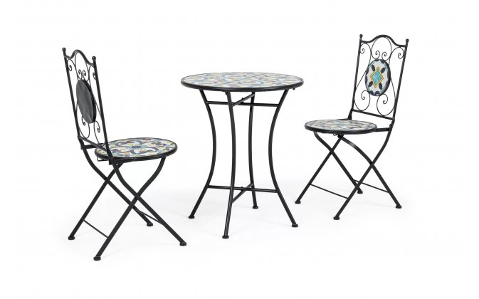 Komplet na balkon lub do kawiarni dla 2 osób metaloplastyka ozdobna ceramika POSITANO bizzotto