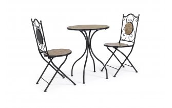 Zestaw dla 2 osób kawowy metaloplastyka ceramika drewnopodobna KANSAS bizzotto