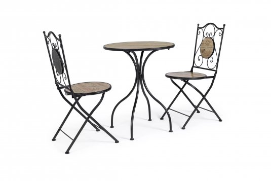 Zestaw dla 2 osób kawowy metaloplastyka ceramika drewnopodobna KANSAS bizzotto