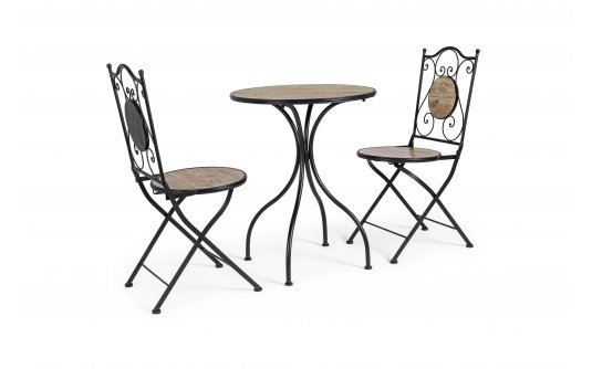 Zestaw dla 2 osób kawowy metaloplastyka ceramika drewnopodobna KANSAS bizzotto Zestaw dla 2 osób kawowy metaloplastyka ceramika drewnopodobna KANSAS bizzotto