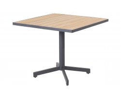 Kwadratowy stół ogrodowy na jednej nodze FIESTA 90x90 cm blat teak noga antracyt 