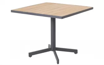 Kwadratowy stół ogrodowy na jednej nodze FIESTA 90x90 cm blat teak noga antracyt 
