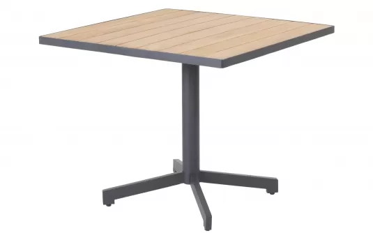Kwadratowy stół ogrodowy na jednej nodze FIESTA 90x90 cm blat teak noga antracyt 