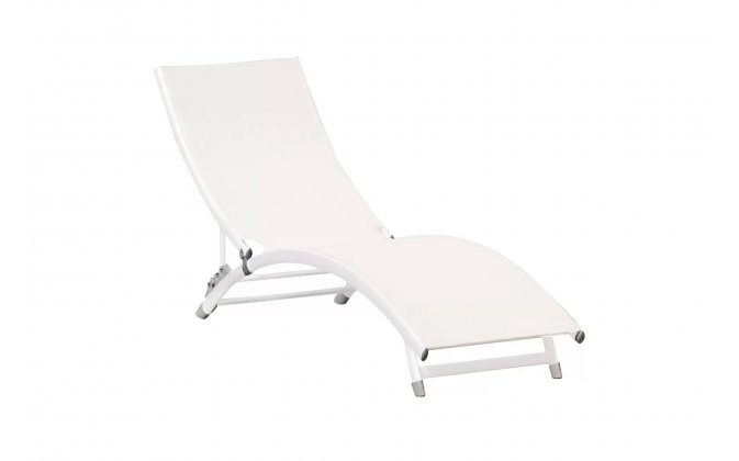 Kremowy leżak o białej konstrukcji aluminiowej ONIDA Moia