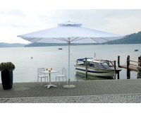 Biały parasol ogrodowy 3x3 aluminiowy kominek antywietrzny PUSH-UP 