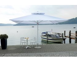 Biały parasol ogrodowy 3x3 aluminiowy kominek antywietrzny PUSH-UP 