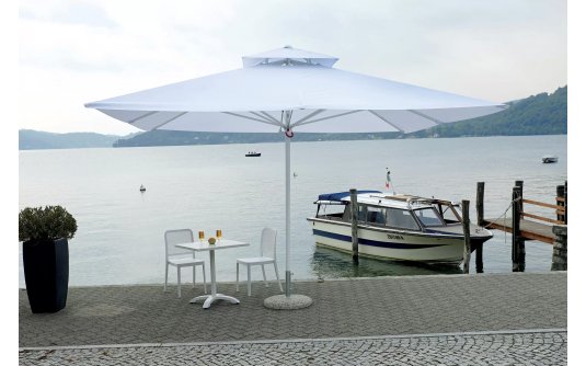 Biały parasol ogrodowy 3x3 aluminiowy kominek antywietrzny PUSH-UP 