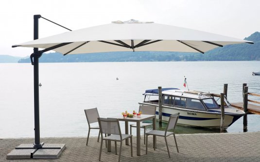 Parasol duży noga boczna 4x4 aluminium antracyt 4x4 RELONE kremowe poszycie Parasol duży noga boczna 4x4 aluminium antracyt 4x4 RELONE kremowe poszycie