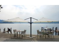Podwójny parasol ogrodowy 2 czasze 3x3 m aluminium antracyt poszycie kremowego RELONE DOPPPIO